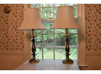 Pair Of Brass Candletick Lamps