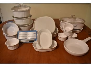 27 Pc French White Assorted Corning Ware Lot 3