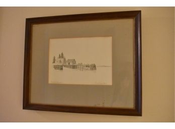 “Cove Landing” Framed Pencil Drawing By Hanks