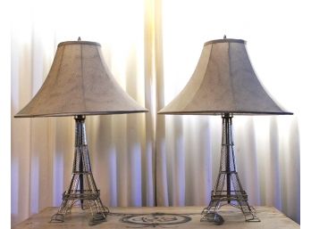 Pair Stainless Steel Eiffel Tower Lamps