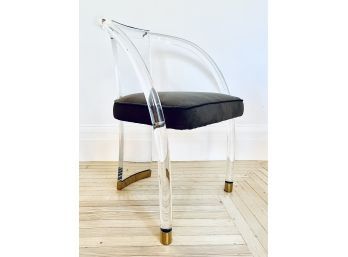 Interlude Home Willa Lucite Chair W Cocoa Seat Cushion  (LOC: S1)