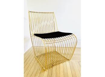 Interlude Home Gold Finish Modern Side Chair  (LOC: S1)