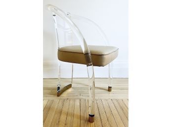 Interlude Home Willa Lucite Chair W Beige Cushion  (LOC: S1)