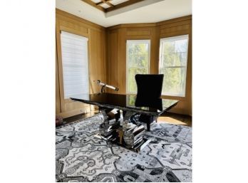 Very Fabulous Black Glass & Chrome Desk (LOC: W1)