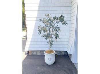 Sweet Faux Tuscany Olive Tree In Country Planter  (LOC: W1)