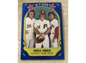 1981 Fleer Star Stickers Mike Schmidt, Pete Rose, Larry Bowa Card