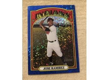 2021 Topps Heritage Chrome Blue Sparkle Jose Ramirez