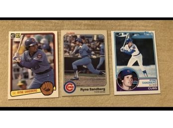 1983 Ryne Sandberg RCs (Lot Of 3) Donruss/Fleer/Topps Chicago Cubs