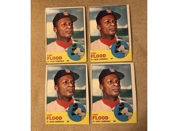 1963 Topps Curt Flood Card #505 (Lot Of 4) St. Louis Cardinals