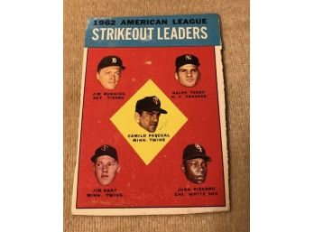 1963 Topps American League Strikeout Leaders Card #10