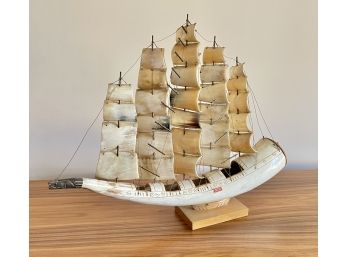 Vintage Genuine Horn Ship Made In Italy