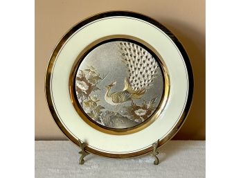 1983 Numbered 2134 - Chokin Limited Edition Collector Peacock Plate By Yoshinobu Hara From Japan
