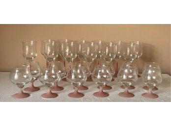 Lot Of Assorted Frosted Base Glasses