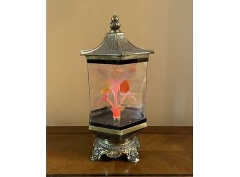 Vintage Pagoda Style Fiber Optic Color Changing Rotating Flower Lamp