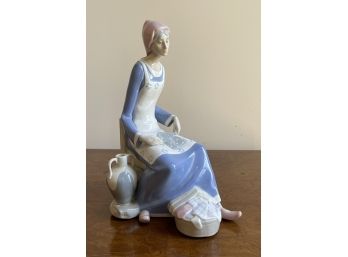 Vintage Rex Porcelain Figurine Of Woman Washing Clothes