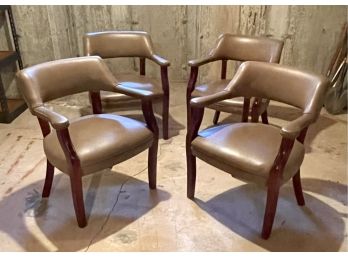 Lot Of Four Vinyl & Wooden Office Chairs