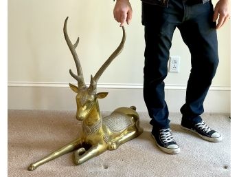 Vintage Large Brass Deer Figurine / Sculpture