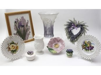 Collection Of Lilac Inspired Plates, Vases And More