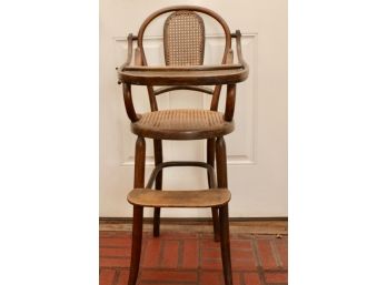Antique Bentwood High Chair With Cane Back And Seat