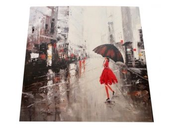 Lady In Rain Lacquered Picture