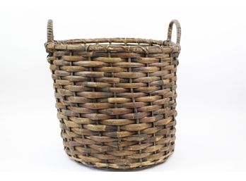 Large Vintage Wicker Basket With Handles