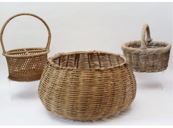 Three Vintage Wicker Baskets