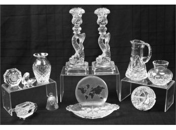 MMA Imperial Glass Koi Candle Stick Holders, Waterford Clock And More