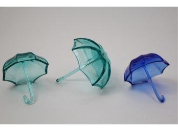Set Of Three Signed Sevres Crystal Umbrella Ring Holders