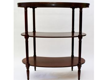 Mersman Tables Kidney Shaped Three Tier Mahagony Occasional Table With Leather Top
