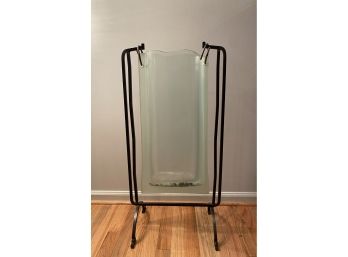 Unique Glass And Iron Large Envelope Floor Standing Vase