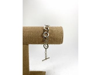 Sterling Silver Disc Rings Bracelet With Toggle Clasp