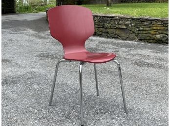 A Modern Bent Wood Chair On Steel Frame
