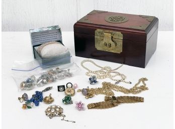 Vintage Costume Jewelry And Jewelry Box