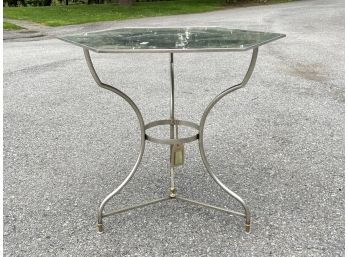 A Glamorous Smoked Glass Mirror Topped Bistro Table By Monarch Furniture For Century