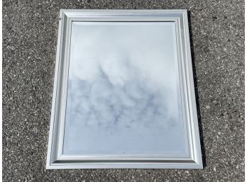 A Modern Beveled Mirror In Silver Tone Frame