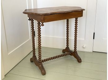 An Antique Pine Spool Style Console With Drawer