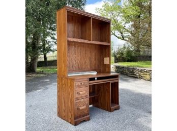 An Oak Desk And Bookshelf Hutch By Ethan Allen