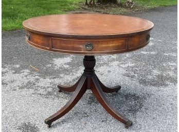 A Vintage Mahogany Leather Top Library Table By Charak Of Boston