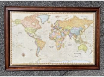 A Very Large (Wall Size) World Map By Ballard Designs - Gorgeous Wood Frame