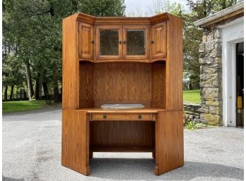 An Oak Corner Desk Built In Style Unit And Bookshelf Top By Winners Only