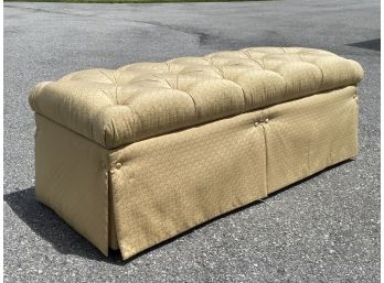 A Tufted Upholstered Storage Ottoman By Thomasville
