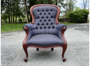 A Gorgeous Tufted Victorian Style Parlor Chair - Newly Upholstered