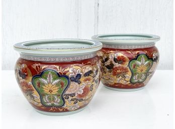 Small Japanese Planters With Gilt Trim