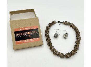 One-of-a-kind Beaded Rope Necklace And Earring Set From Creative Arts Workshop, New Haven