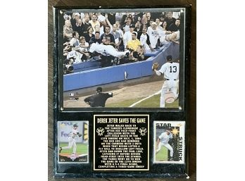 DEREK JETER 2004 Commemorative Plaque With Authentic MLB Photo And 2 Baseball Cards
