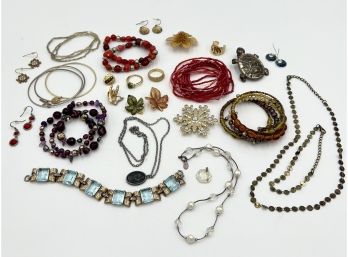 Huge Lot Of Costume Jewelry - Bracelets, Necklaces, Earrings, Rings, Brooches & Pins