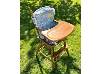 Beautiful Vintage Wooden Highchair With Seat Cushion.