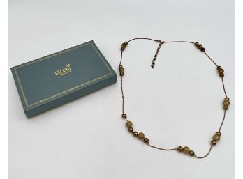 Gold Colored Bead Necklace By Cellini Design Jewelers In Original Box