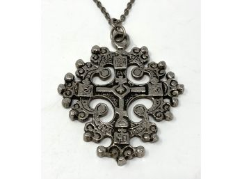 Vintage Ornate Cross Pendant Necklace