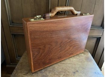 Great Looking Vintage Wooden Combination Lock Briefcase - Combination Unknown!